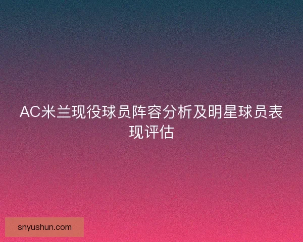 AC米兰现役球员阵容分析及明星球员表现评估