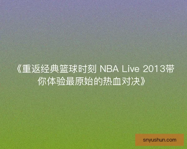 《重返经典篮球时刻 NBA Live 2013带你体验最原始的热血对决》