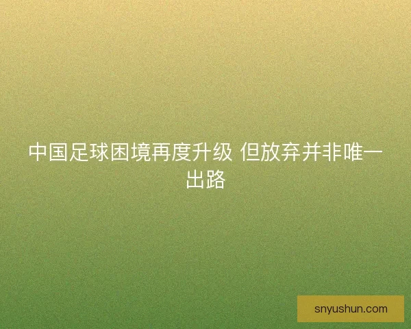 中国足球困境再度升级 但放弃并非唯一出路